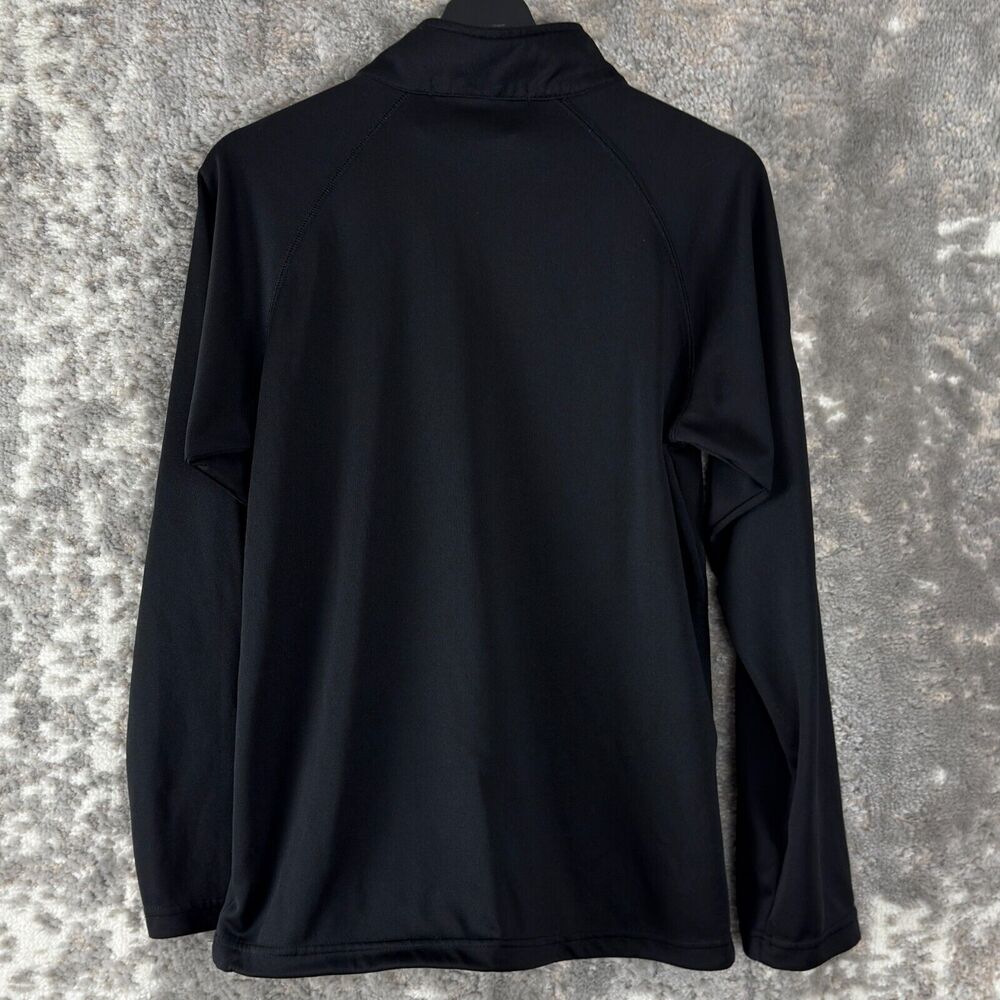 Devon & Jones Size S Mock Neck Pirate Logo 1/4 Zip Sweater Black Long Sleeve - Picture 2 of 6